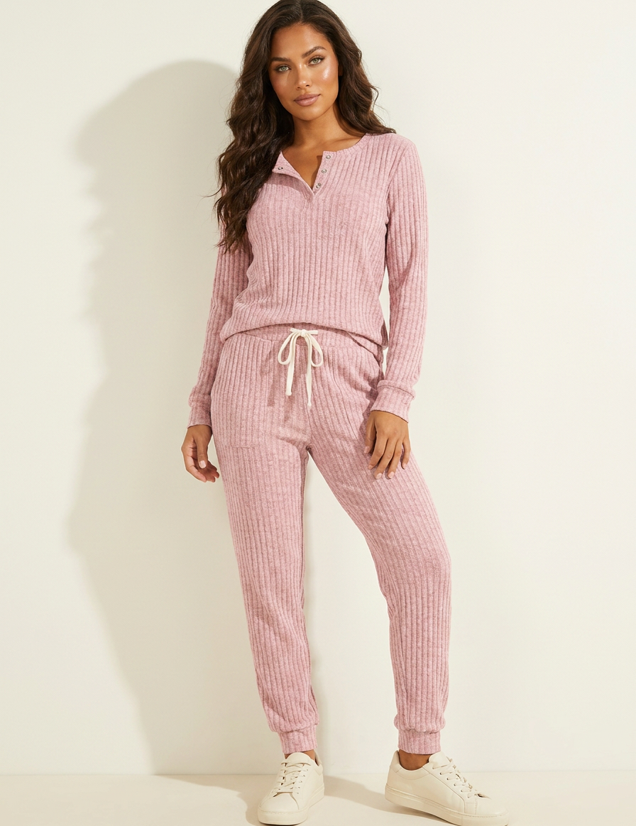 Cozy Ribbed Lounge Set - Willow