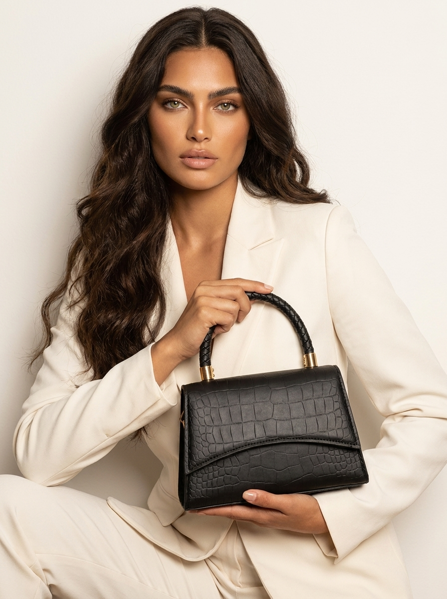 Croc-Effect Handbag - Andrea