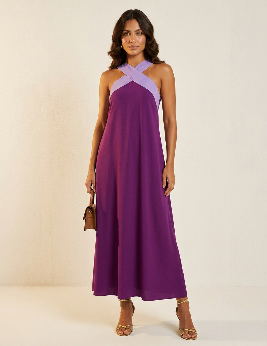 Cross-Neck Maxi Dress - Isabella