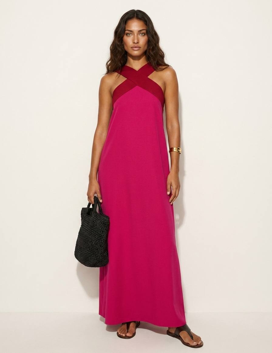 Cross-Neck Maxi Dress - Isabella