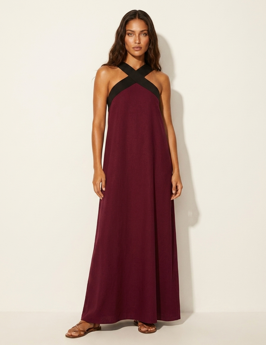 Cross-Neck Maxi Dress - Isabella