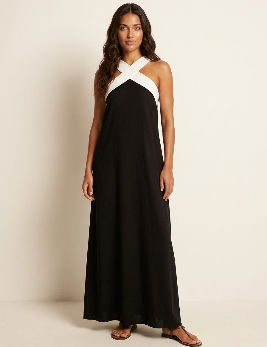 Cross-Neck Maxi Dress - Isabella