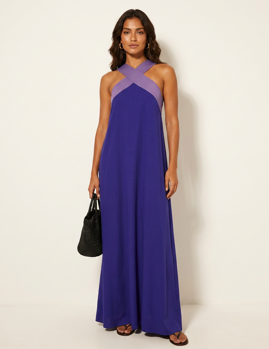 Cross-Neck Maxi Dress - Isabella