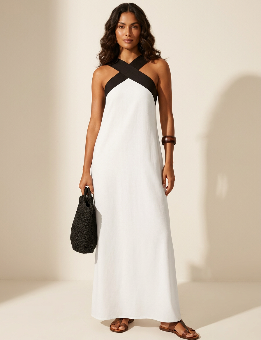 Cross-Neck Maxi Dress - Isabella