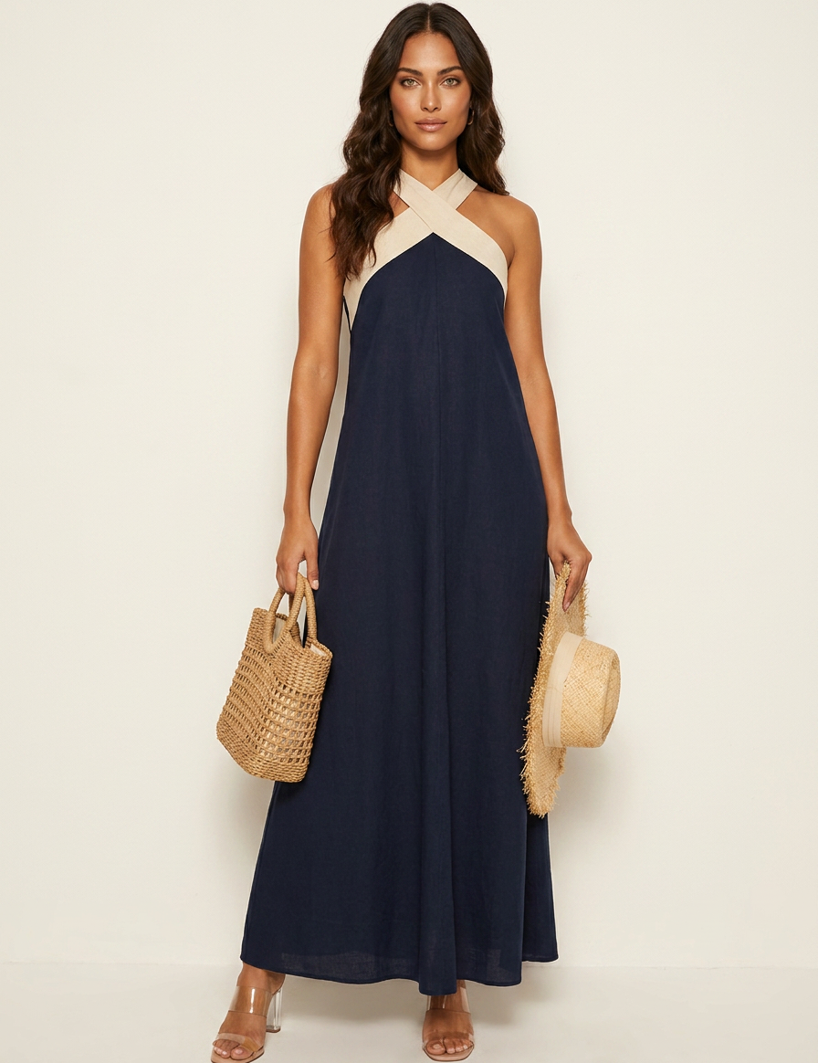 Cross-Neck Maxi Dress - Isabella