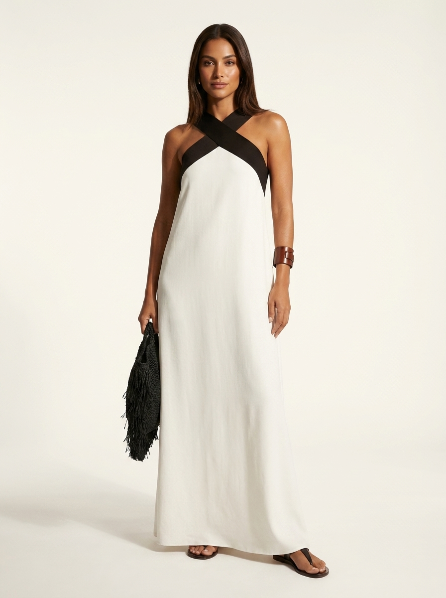 Cross-Neck Maxi Dress - Sophia