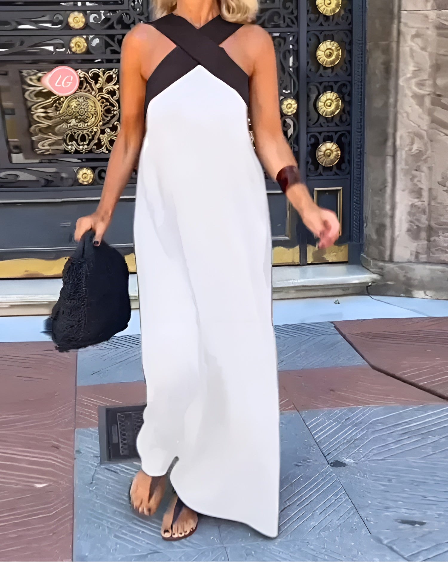 Cross-Neck Maxi Dress - Sophia