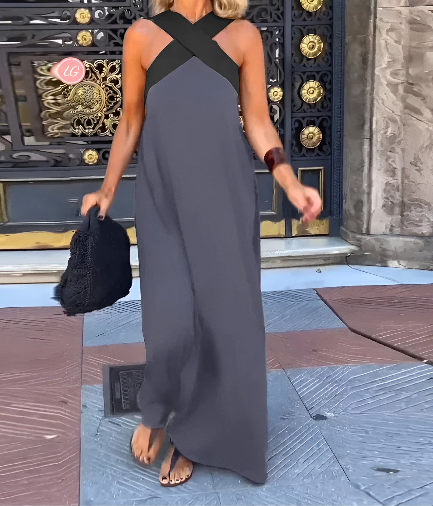 Cross-Neck Maxi Dress - Sophia