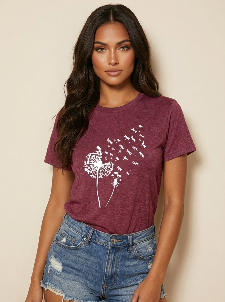 Dandelion Print T-Shirt - Vanessa