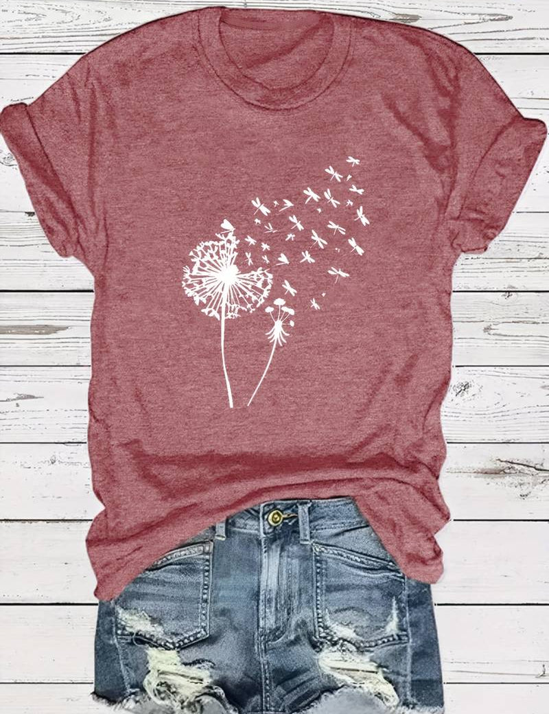 Dandelion Print T-Shirt - Vanessa