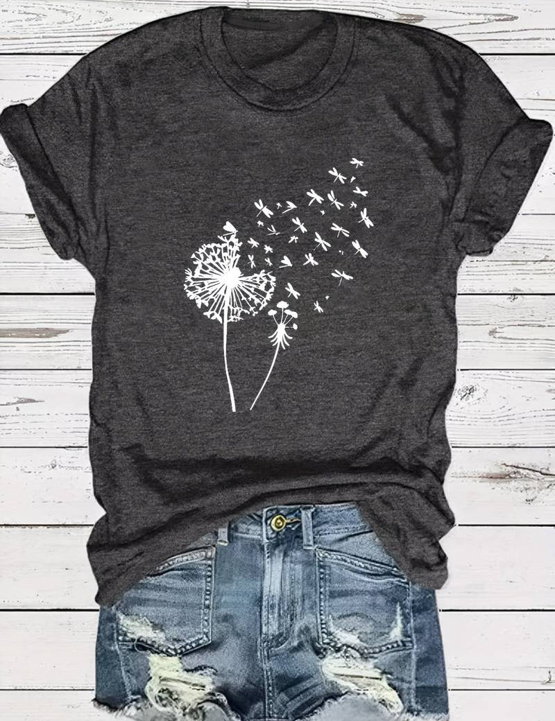 Dandelion Print T-Shirt - Vanessa