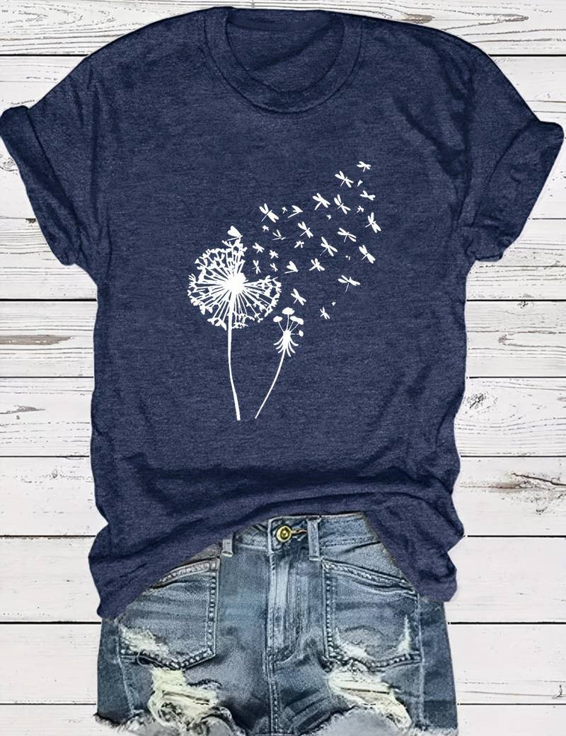 Dandelion Print T-Shirt - Vanessa