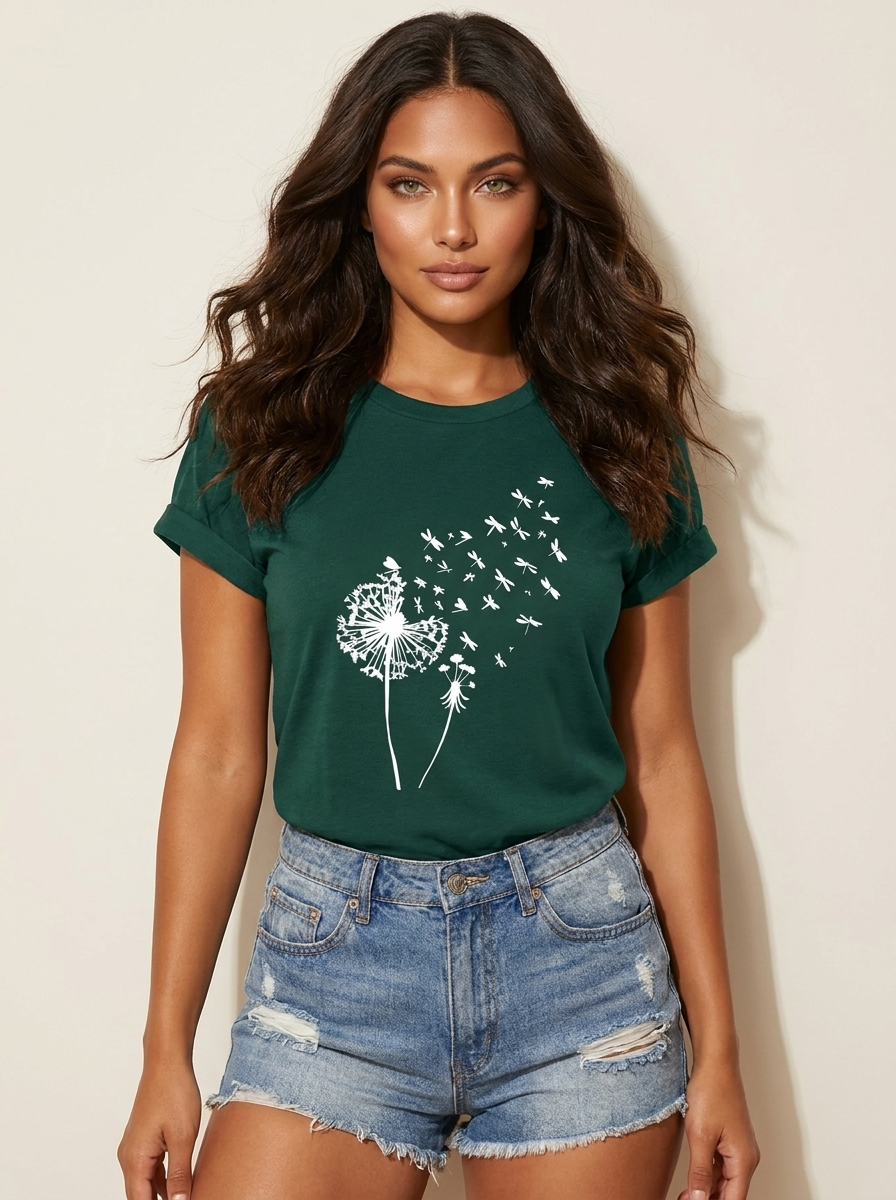 Dandelion Print T-Shirt - Vanessa