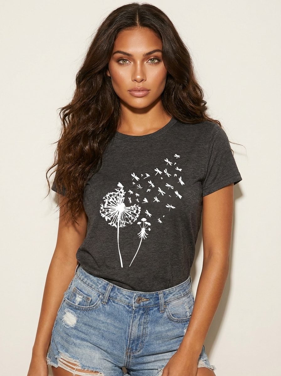 Dandelion Print T-Shirt - Vanessa