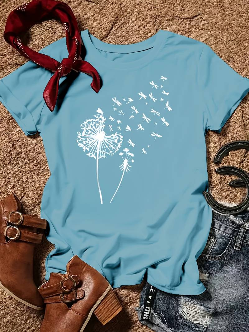 Dandelion Print T-Shirt - Vanessa