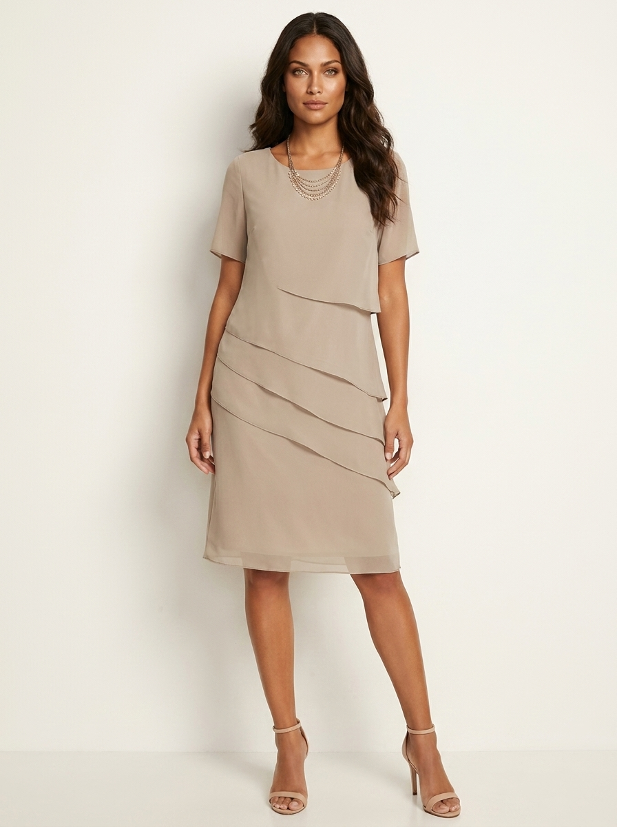 Elegant Layered Midi Dress - Isabella