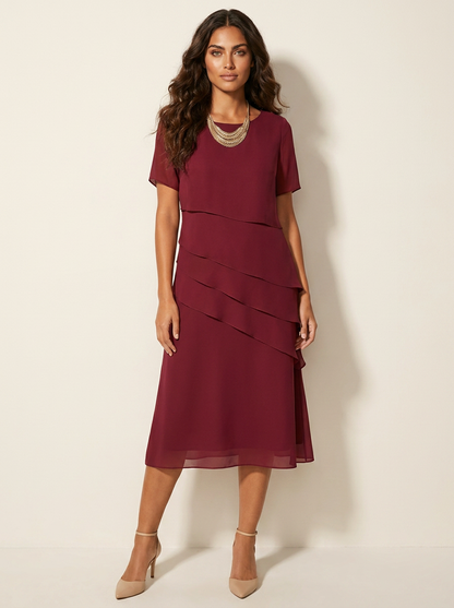 Elegant Layered Midi Dress - Isabella