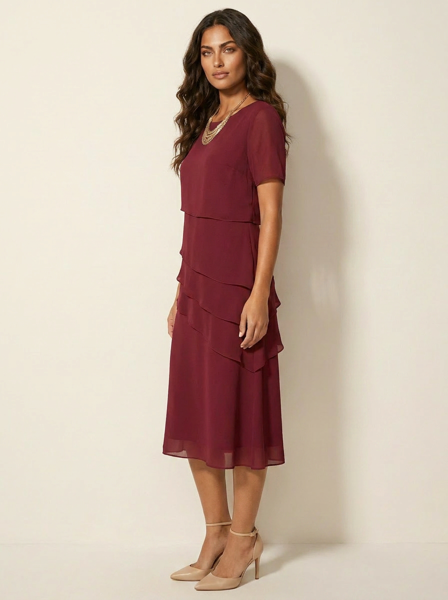 Elegant Layered Midi Dress - Isabella