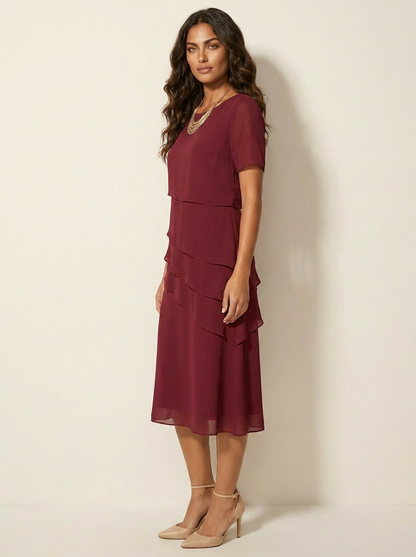 Elegant Layered Midi Dress - Isabella