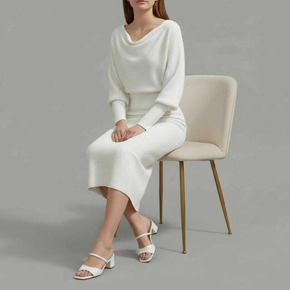 Elegant Midi Dress | Women's Casual Long Sleeve Dress