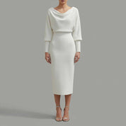 Elegant Midi Dress | Women's Casual Long Sleeve Dress
