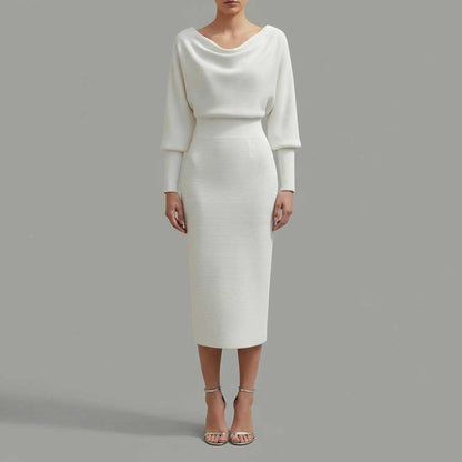 Elegant Midi Dress | Women's Casual Long Sleeve Dress