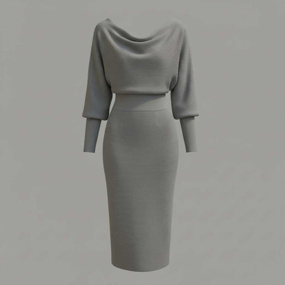 Elegant Midi Dress | Women's Casual Long Sleeve Dress
