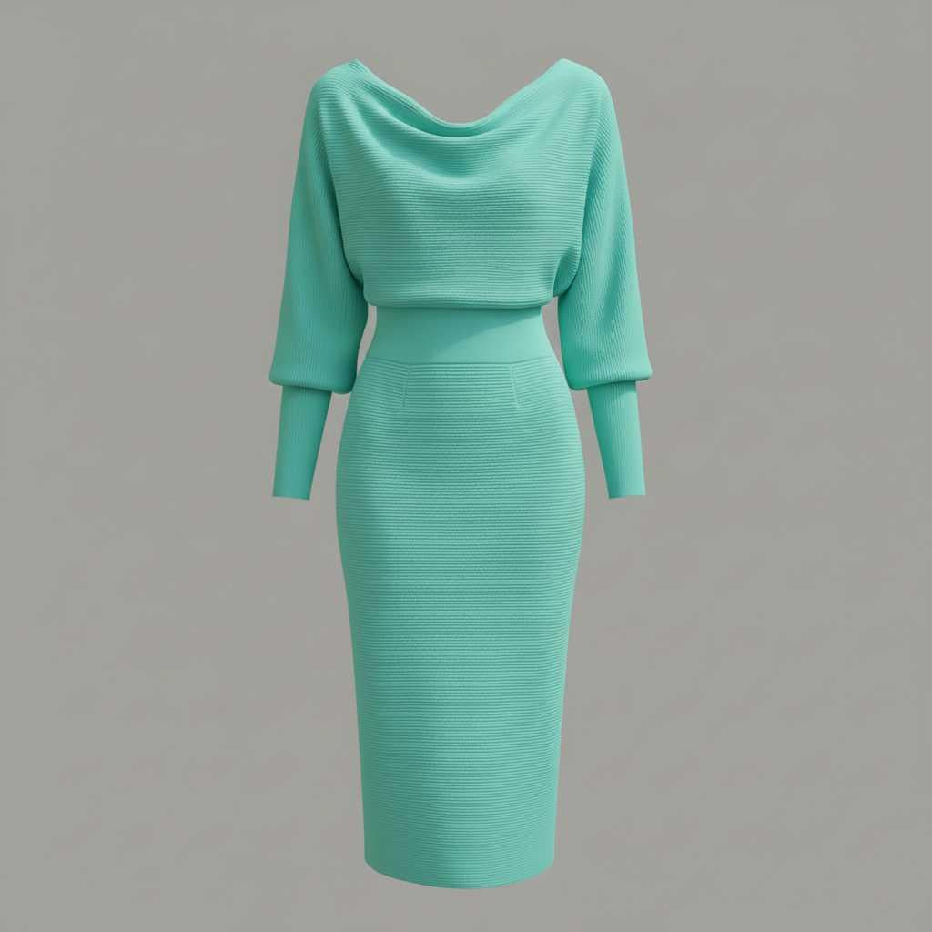 Elegant Midi Dress | Women's Casual Long Sleeve Dress