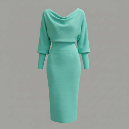 Elegant Midi Dress | Women's Casual Long Sleeve Dress