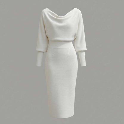 Elegant Midi Dress | Women's Casual Long Sleeve Dress