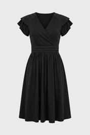 Elegant Midi Dress with Ruffle Sleeves - Claire