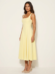 Elegant Midi Dress with Square Neckline - Amara