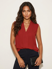 Elegant Satin V-Neck Blouse - Maria