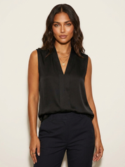 Elegant Satin V-Neck Blouse - Maria