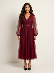 Elegant Tulle Midi Dress - Amélie