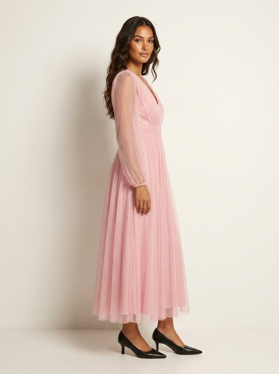 Elegant Tulle Midi Dress - Amélie