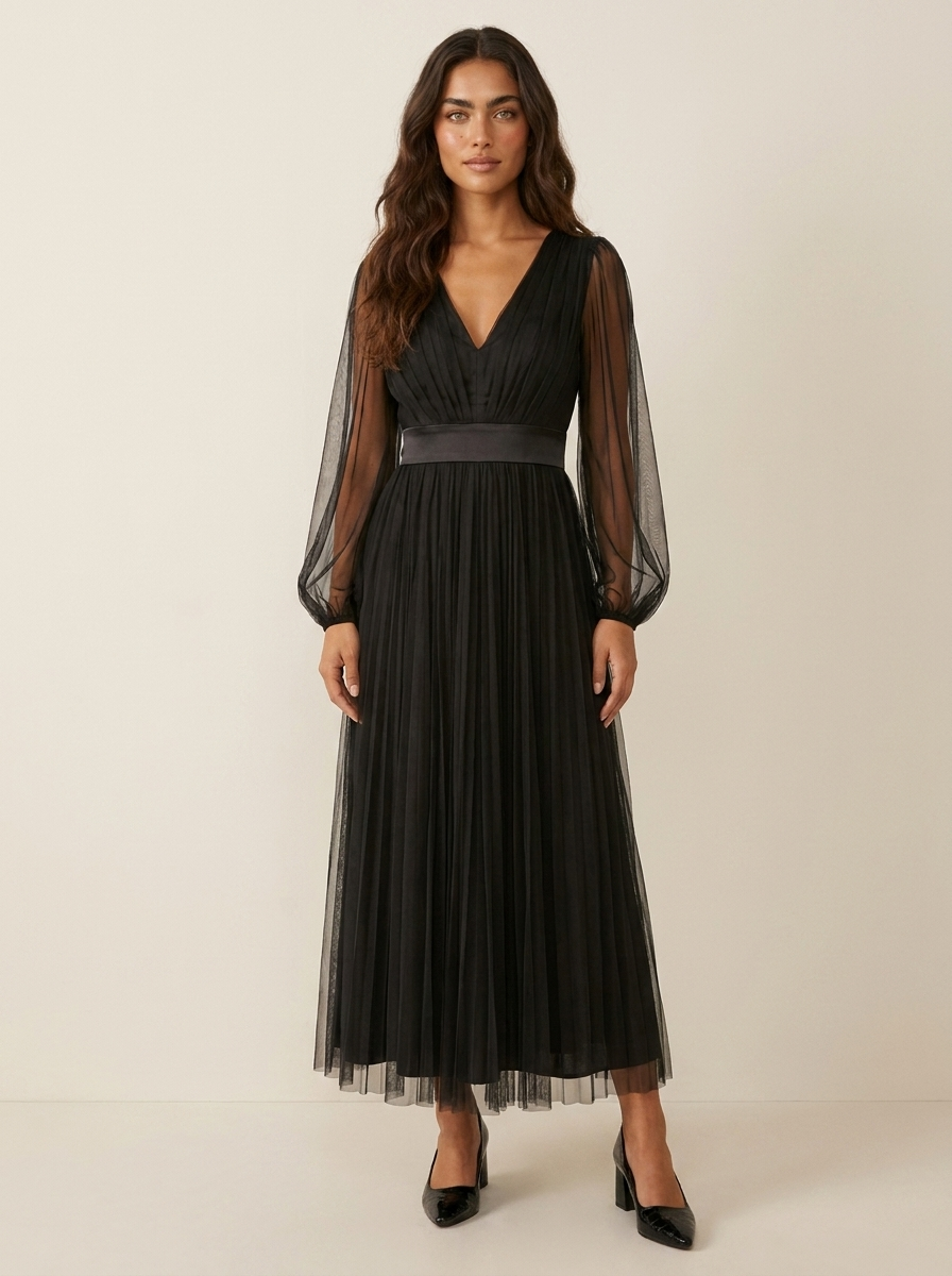 Elegant Tulle Midi Dress - Amélie