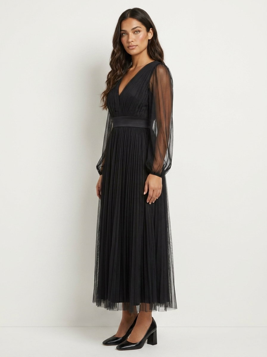 Elegant Tulle Midi Dress - Amélie
