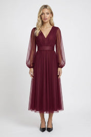 Elegant Tulle Midi Dress - Amélie