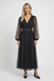 Elegant Tulle Midi Dress - Amélie