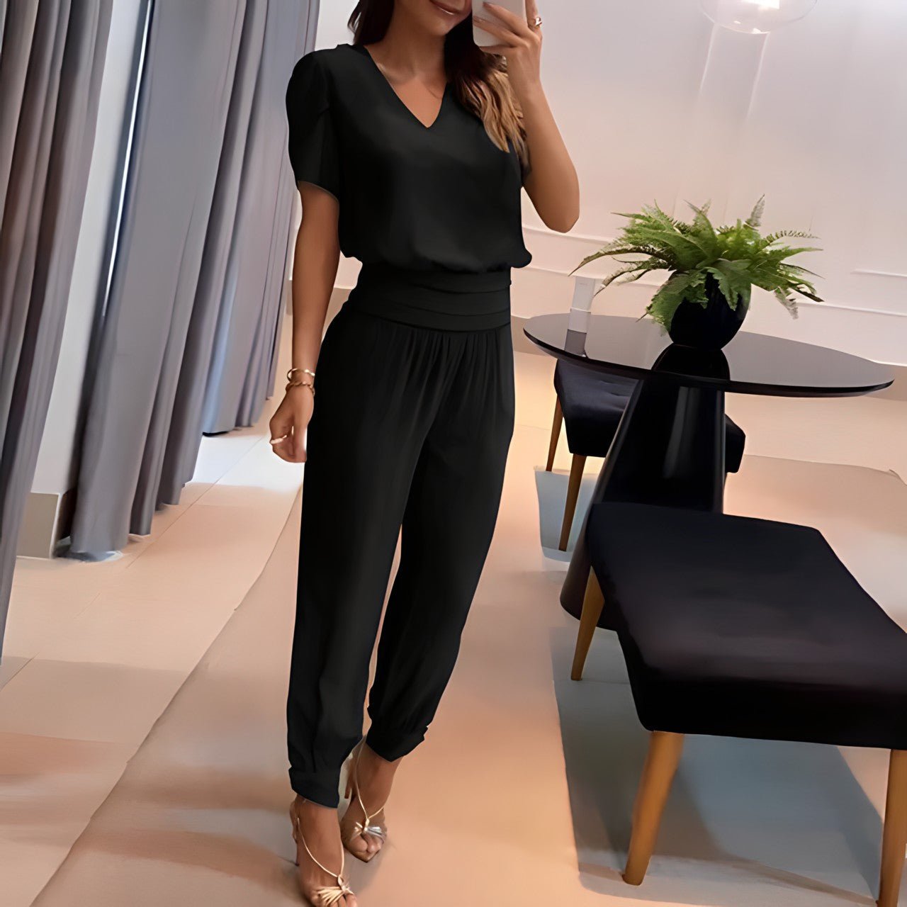 Elegant V-Neck Jumpsuit - Olivia