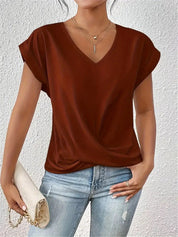 Elegant V-neck top with draped detail - Mila