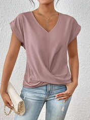 Elegant V-neck top with draped detail - Mila