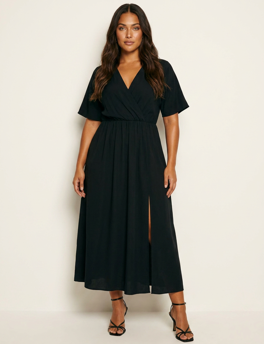 Elegant Wrap Midi Dress - Amélie