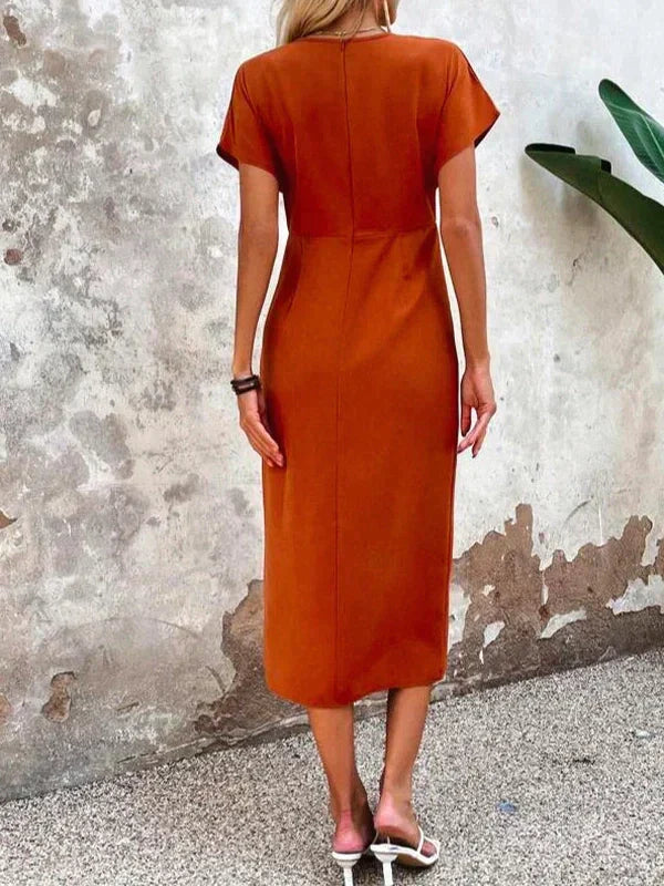 Elegant Wrap V-Neck Midi Dress - Victoria