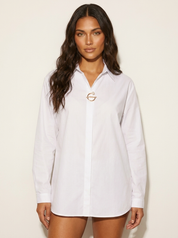 Elegant blouse with decorative buckle - Claire