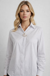 Elegant blouse with decorative buckle - Claire