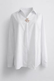 Elegant blouse with decorative buckle - Claire