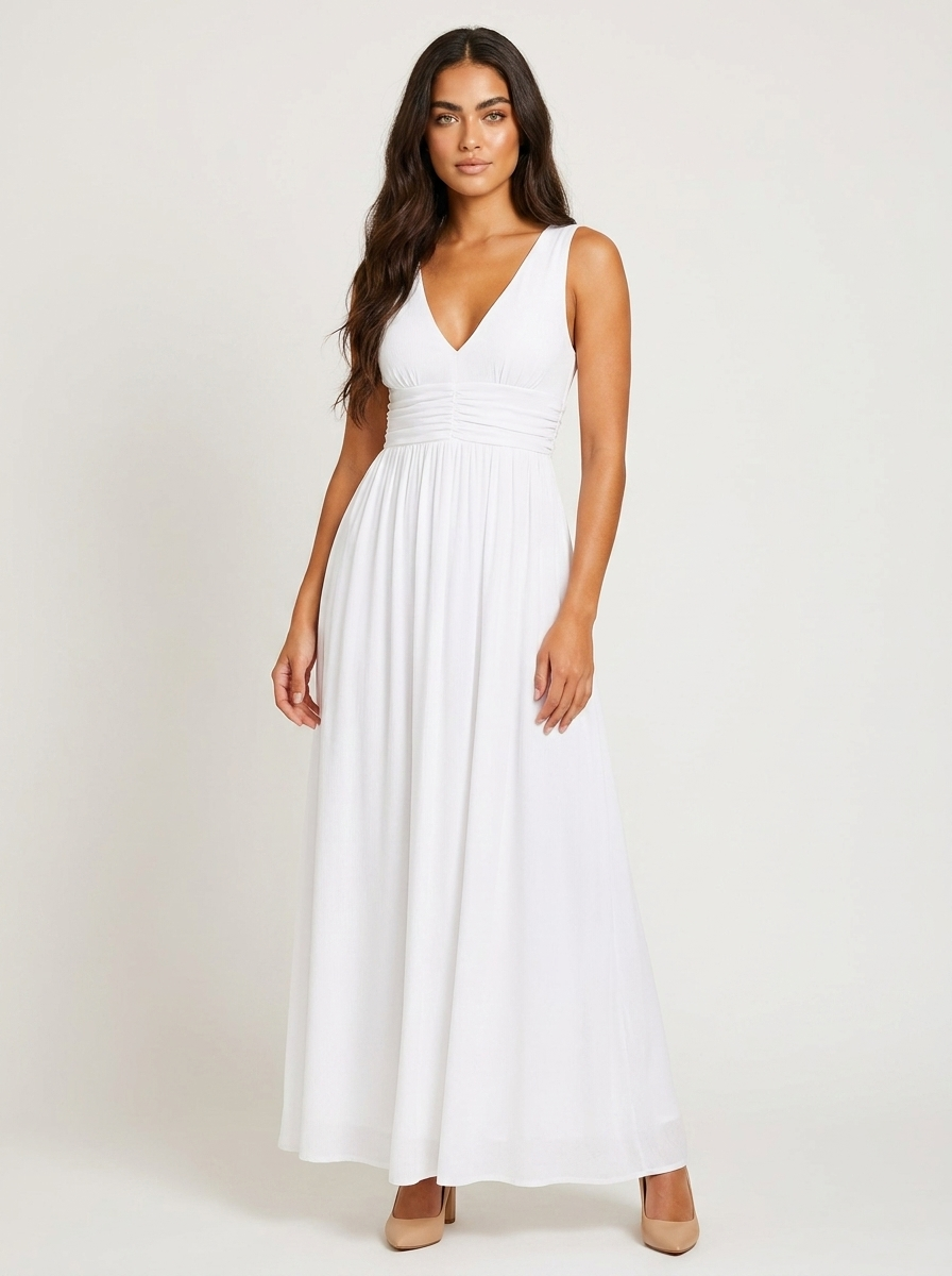 Elegant maxi dress with a V-neck - Elena
