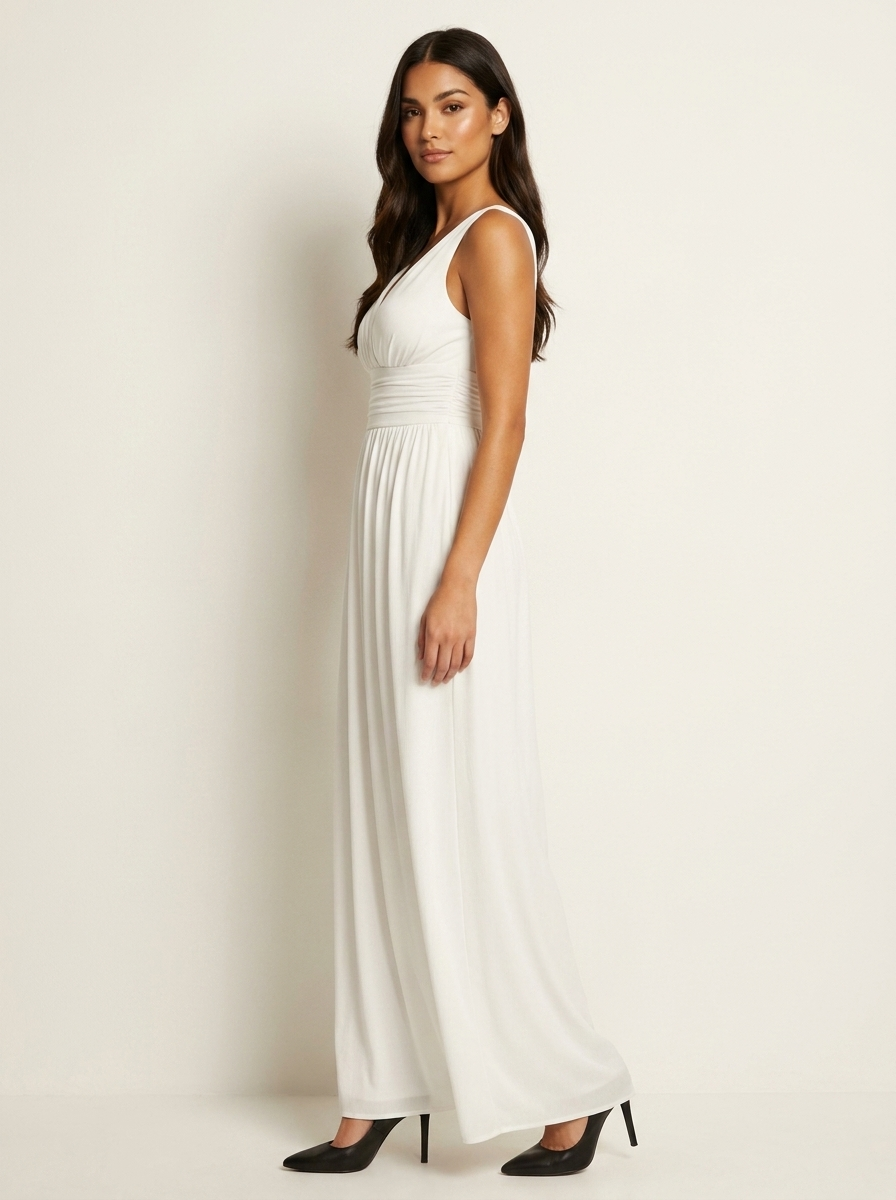 Elegant maxi dress with a V-neck - Elena